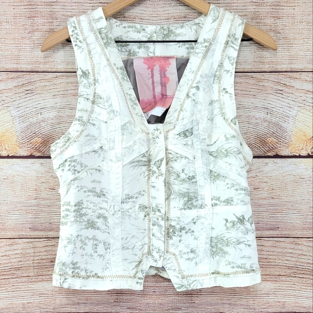 Vintage Anthropologie linen blend  fitted vest